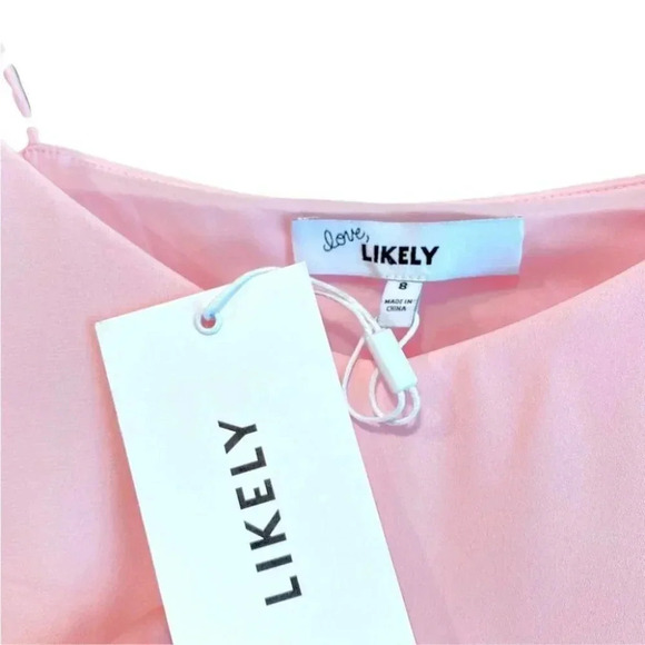 NWT LIKELY Monte Ruffle Gown in Light Pink Maxi Dress Spaghetti Strap Size: 8 - Picture 6 of 9